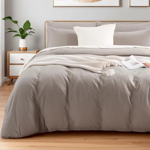 Miniatura 23 de NEXHOME PRO Funda de edredón de algodón para niños, tamaño twin, aspecto de lino, blanco, orgánico, natural, 100% algodón lavado, juego de ropa