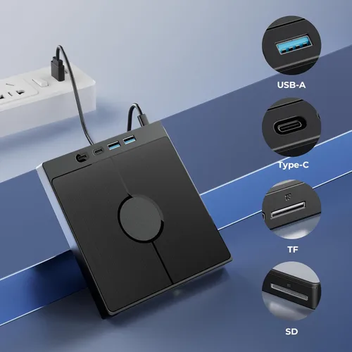 Miniatura 5 de Unidad Blu-ray externa 7 en 1, compatible con quemador Bluray externo de 100 G, Blueray/DVD externa para PC con puertos de tarjeta USB