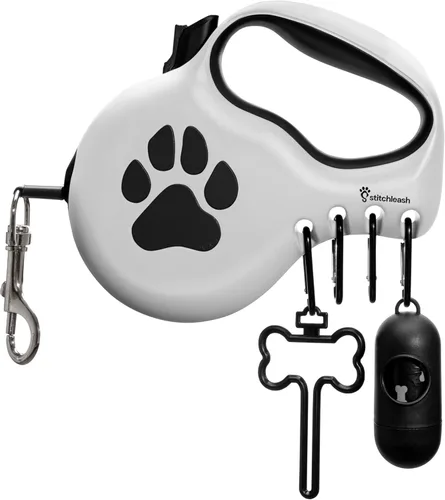 Miniatura 7 de Correa retráctil para perros pequeños y medianos (hasta 55 libras) - Personalizable, patentado, diseño reflectante, mango ergonómico, incluye Negro