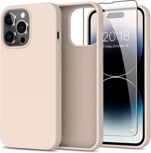 Miniatura 50 de bemal Funda para iPhone 14 Pro con protector de pantalla, silicona líquida de ajuste delgado, forro de microfibra suave, diseñada para mujeres