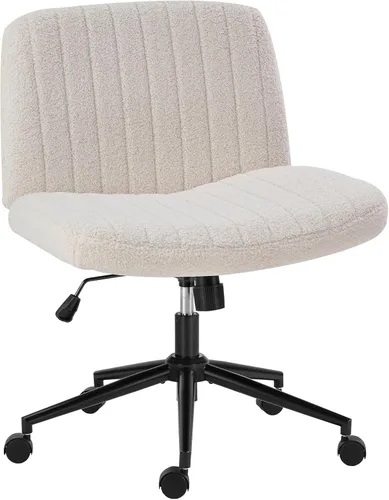 Miniatura 25 de OLIXIS Silla Criss Cross con Ruedas Silla de Escritorio de Oficina y Tocador con Patas Cruzadas Anchas Silla de Tela Cómoda Sin Brazos Ajustable