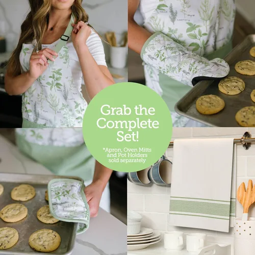 Miniatura 7 de Guantes de Horno de Cocina de Diseñador Resistentes al Calor con Agarres Antideslizantes de Neopreno y Bucles para Colgar Juego de 2 Guantes