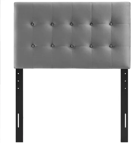 Miniatura 4 de Modway Emily - Cabecera de terciopelo con diseño capitoné de tamaño individual, color gris
