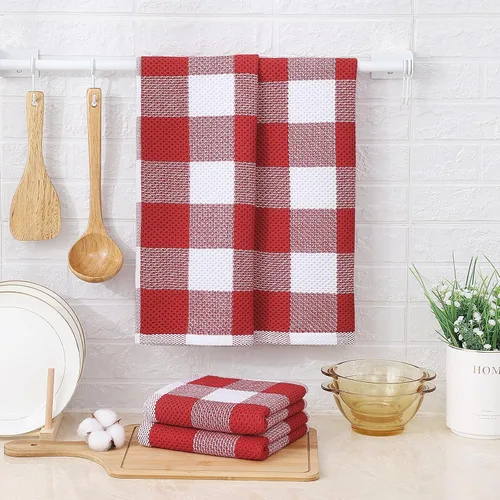 Miniatura 7 de Mordimy Toallas de cocina 100% algodón con tejido de gofre, 13 x 28 pulgadas, paños de cocina súper suaves y absorbentes para secar platos, paquete
