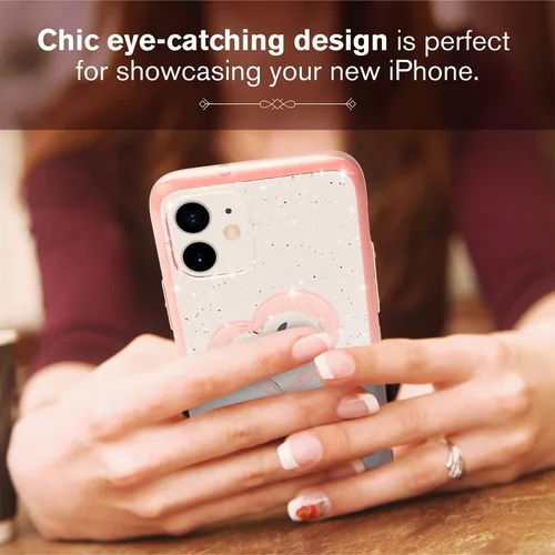 Miniatura 4 de VENA Funda para iPhone 12 Mini con purpurina, vLove (forma de corazón, protección de CornerGuard), funda híbrida delgada y transparente de doble