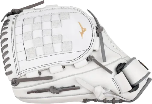Miniatura 4 de Mizuno GMVP1200PF4W MVP Prime Fastpitch - Guante de sóftbol de 12 pulgadas, tela de tartán, lanzamiento a mano izquierda, blanco/gris
