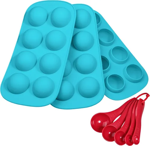 Miniatura 8 de Webake Sphere Ball - Moldes de silicona de platino, paquete de 3 moldes redondos para hornear de 8 cavidades para Halloween, globos oculares