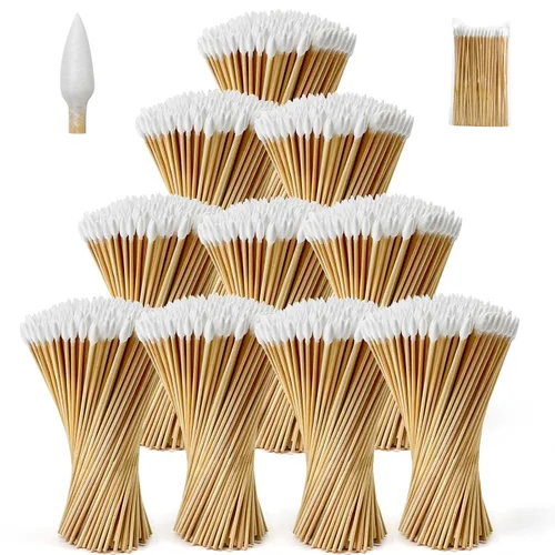 Miniatura 11 de 500 hisopos de algodón de 6 pulgadas con estuche de almacenamiento, hisopos de algodón resistentes sin pelusa con mango de bambú, hisopos de algodón