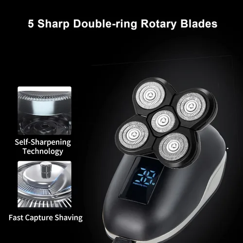 Miniatura 6 de Cabezales de repuesto para afeitadora de cabeza, cuchillas de repuesto para afeitadora de cabeza, afeitadoras de cabeza para hombres calvos, negro 5