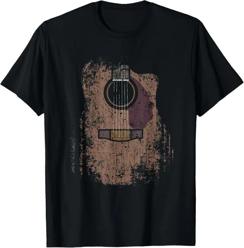 Musician Guitarist Instrument & Strings Designs Camiseta vintage de jugador de música rock & roll con guitarra acústica envejecida, unisex, para