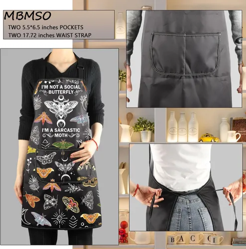 Miniatura 3 de MBMSO Delantal de polilla de cabeza de la muerte, regalos celestiales para los amantes de la polilla I'm Not a Social Butterfly Goblincore Gifts