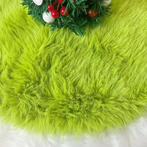 Miniatura 27 de Falda de árbol de Navidad de felpa negra de 24 pulgadas, pequeña, de piel sintética gruesa, lujosa decoración navideña para Año Nuevo, decoración