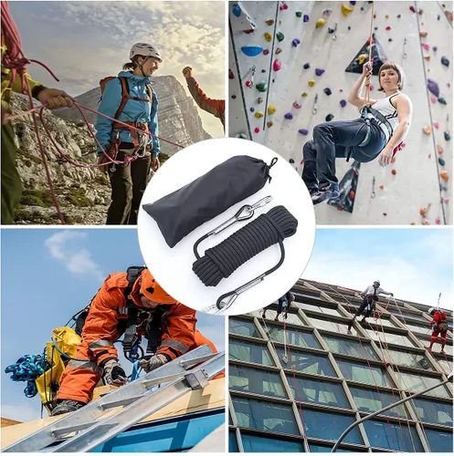 Miniatura 5 de Cuerda de escalada de 10 mm/12 mm, cuerda de escalada estática al aire libre, cuerda de rapel para árboles, cuerda de escape de nylon