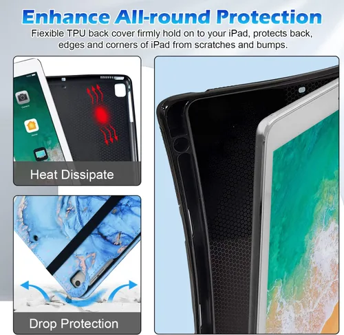 Miniatura 6 de Zonefoker Fundas para iPad de 6ª generación 2018/2017, iPad Air 2 2014, iPad Air 2013, iPad Pro 9.7 pulgadas 2016 con soporte para lápices, funda