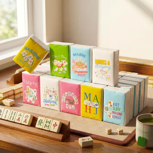 Miniatura 3 de Spiareal 30 pañuelos de bolsillo temáticos de Mahjong, pañuelos faciales individuales de bolsillo de cóctel, regalos a granel, accesorios de Mahjong