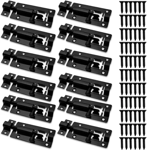 Miniatura 8 de SANATO Pestillo de perno de barril deslizante de 3 pulgadas, cerradura deslizante de acero inoxidable para seguridad de puerta, negro (4 piezas)