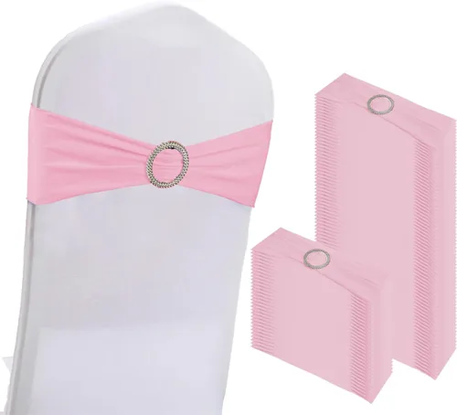 Miniatura 14 de WJWHQ 100 piezas de cintas elásticas de elastano con lazos para sillas, bandas de cubierta de silla con hebilla deslizante para eventos de boda