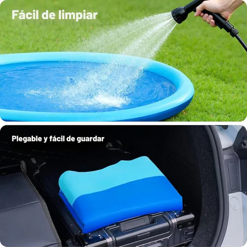 Miniatura 9 de SLOOSH Tapete antideslizante de 60 pulgadas para salpicaduras, juguetes de agua para exteriores, tapete de juego para niños y perros, regadera Azul