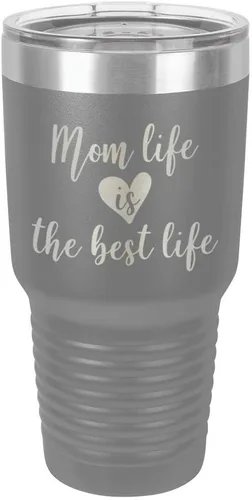 Miniatura 11 de Vaso grabado con texto en inglés "MOM LIFE IS THE BEST LIFE Engraved 30oz" grabado con láser en polvo de acero con revestimiento de polvo taza