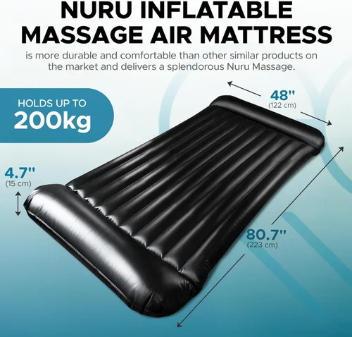 Miniatura 3 de EROTICGEL Colchón inflable Nuru masaje 91 x 49 x 6 pulgadas Cama de aire independiente de tamaño completo para instalación de piso o cama