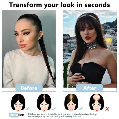 Miniatura 4 de G&T - Flequillo con clip para el cabello humano, flequillo delgado con fleco de diamantes de imitación, extensiones de cabello para mujer, flequillo
