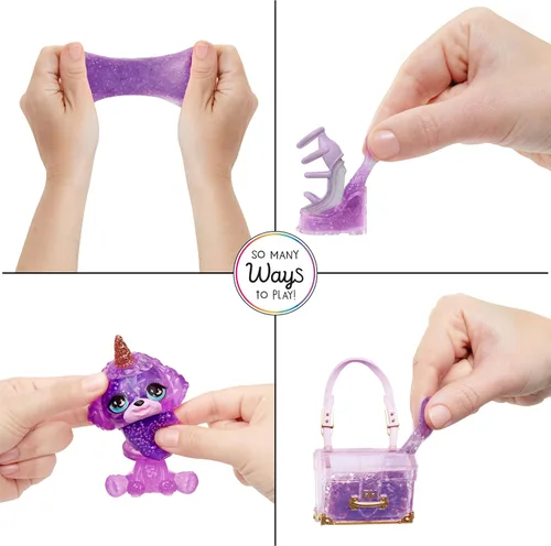 Miniatura 4 de Rainbow High Violeta, morado con kit de slime y mascota, muñeca de moda brillante de 11 pulgadas con slime brillante de bricolaje, mascota mágica