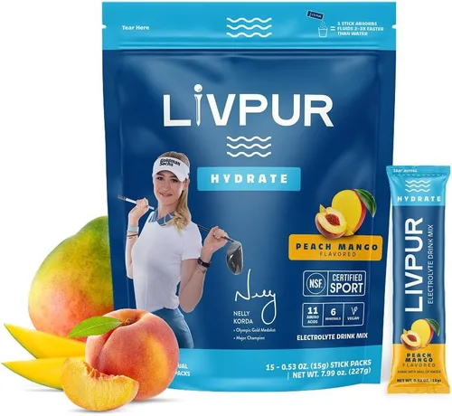 Miniatura 7 de LIVPUR - Mezcla de bebida con electrolitos, polvo de hidratación instantánea con vitamina C, B6, B12 y aminoácidos esenciales para apoyo muscular