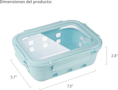 Miniatura 9 de GENICOOK Recipientes de vidrio para preparación de comidas, paquete de 5, tapas herméticas a prueba de fugas de 4.4 tazas, recipientes de vidrio