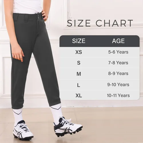 Miniatura 6 de Stelle Pantalones de sóftbol para niñas, pantalones de béisbol para jóvenes, pantalones de lanzamiento rápido con bolsillos, camiseta para niños