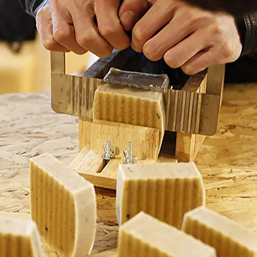 Miniatura 3 de Juego de 2 suministros para hacer jabón, acero inoxidable, ondulado y ajustable, cortador de pan de madera, kit de herramientas de corte NK-9