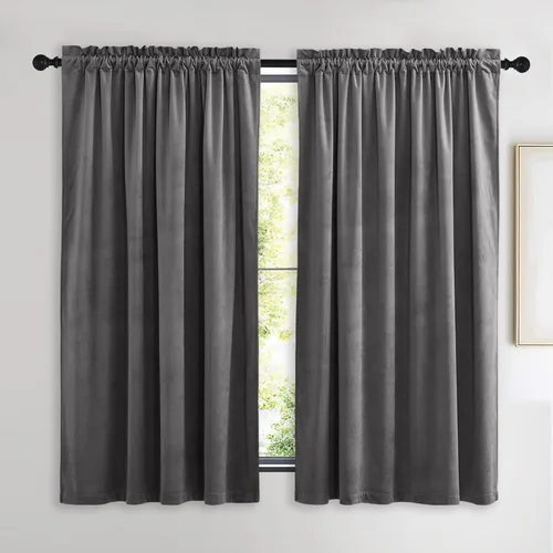 Miniatura 137 de NICETOWN Cortinas opacas de terciopelo extralargas negras de 120 pulgadas de largo para telón de fondo, cortinas de terciopelo con aislamiento Serie