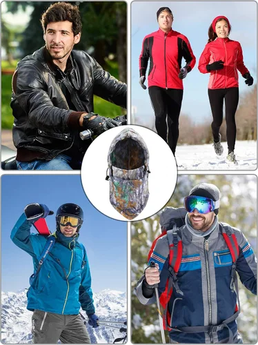 Miniatura 14 de Pasamontañas de camuflaje de caza, 3 piezas, capucha de sherpa, resistente al viento, para clima frío, deportes al aire libre de invierno
