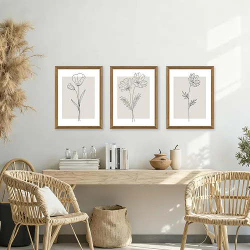 Miniatura 4 de ICHZUMW Arte de pared floral botánico neutro, decoración de pared de flores de granja en blanco y negro, impresiones en lienzo de arte lineal