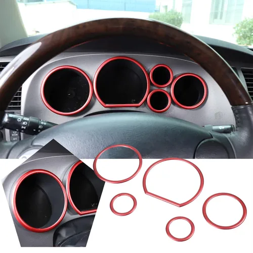 HAPPYHORSE Kit de decoración de anillo envolvente para tablero de automóvil compatible con Tundra 2007 2008 2009 2010 2011 2012 2013-5 unidades Rojo