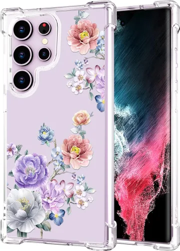 Miniatura 159 de Hungo Funda compatible con Samsung Galaxy S23 con diseño floral y bonito diseño transparente, femenino para mujeres y niñas, con hermoso clavel