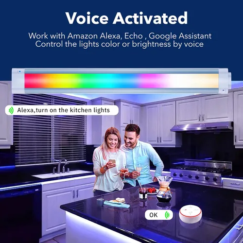 Miniatura 2 de Luces LED inteligentes para debajo del escritorio, color blanco y RGB que cambian de color regulables con control remoto. Alexa, habilitado