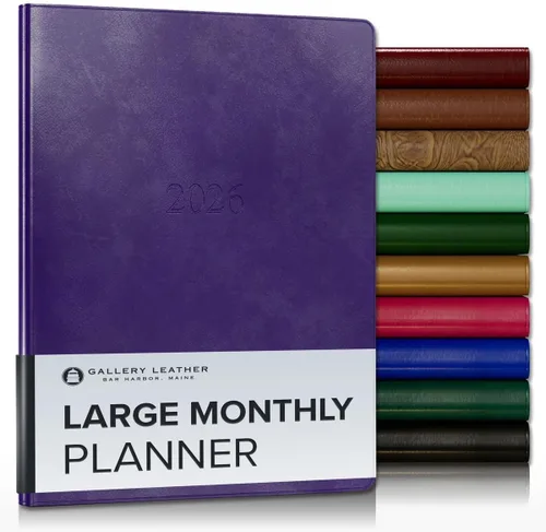Miniatura 57 de Gallery Leather Agenda Mensual Grande 2025-2026, Elegantemente Encuadernada Planificador de Calendario y Cuaderno con Elegantes Bordes Dorados, 18