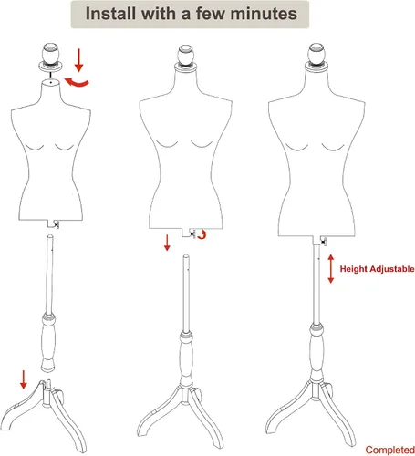 Miniatura 6 de Forma de vestido de cuerpo de torso de maniquí femenino blanco con soporte de trípode ajustable para exhibición de joyas de vestir
