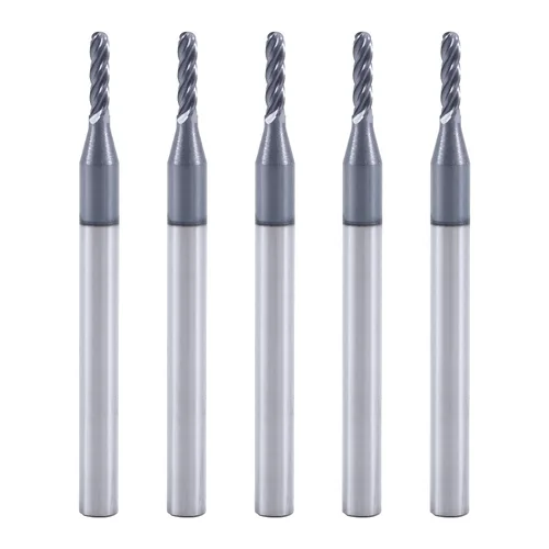 Fresa de punta de bola ISB, diámetro de 1/16", diámetro de vástago de 1/8", brocas de carburo de grano micro de 4 canales para fresadora CNC,