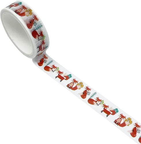 Miniatura 2 de allydrew Cinta adhesiva Washi, 0.591 in x 5M, zorro y floral