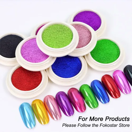 Miniatura 5 de Polvo de uñas cromado camaleón holográfico morado oscuro, purpurina fina para brillo de uñas, efecto de espejo mágico metálico, lavanda, manicura
