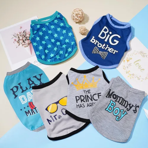 Miniatura 4 de Sadnyy Paquete de 6 Camisetas de Invierno para Perro Macho, Ropa para Mascotas, Camiseta sin Mangas para Gatito, Camisetas con Letras para Perros