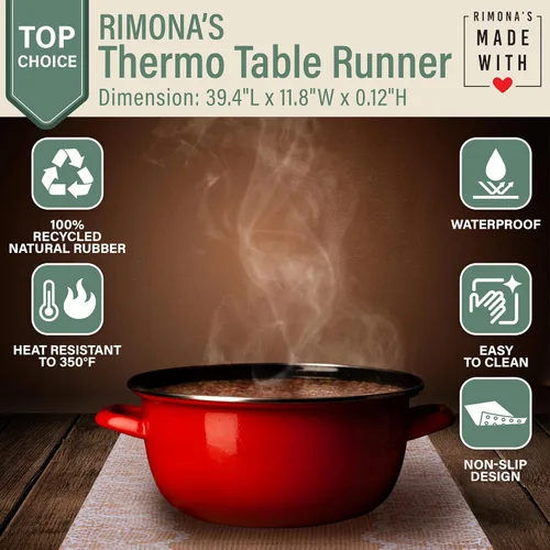 Miniatura 3 de RIMONA'S Camino de mesa resistente al calor, impermeable, protector de mesa, salvamanteles a prueba de calor 350F para platos calientes y ollas