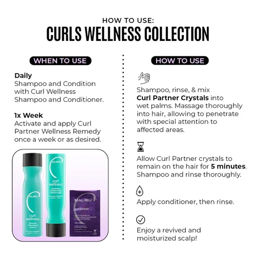 Miniatura 3 de Malibu C Curl Partner Wellness Remedy (1 paquete) – Elimina la acumulación mineral para un cabello más saludable y rizado más rebotante – Contiene
