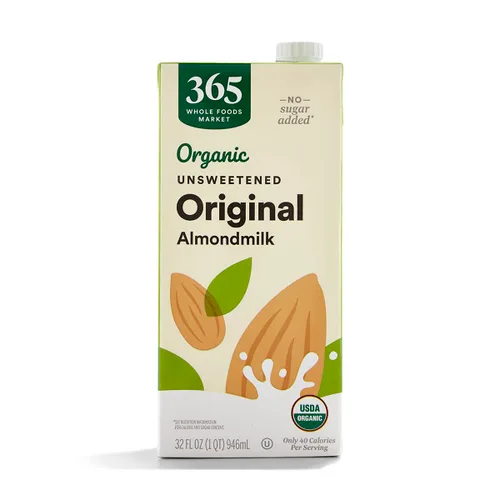 Miniatura 20 de 365 de Whole Foods Market - Leche de almendra orgánica sin endulzar de vainilla, envase de 32 onzas líquidas