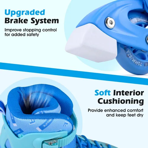 Miniatura 4 de BABY JOY Patines en línea, 4 tamaños ajustables para niños con ruedas iluminadas para niños de 5 a 14 años, divertidos patines iluminadores