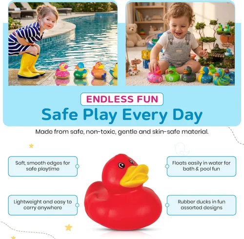 Miniatura 3 de Kangaroo Paquete de 50 mini patos de goma, juguetes flotantes de baño para bebés para niños, recompensas de aula, fiestas en la piscina y recuerdos