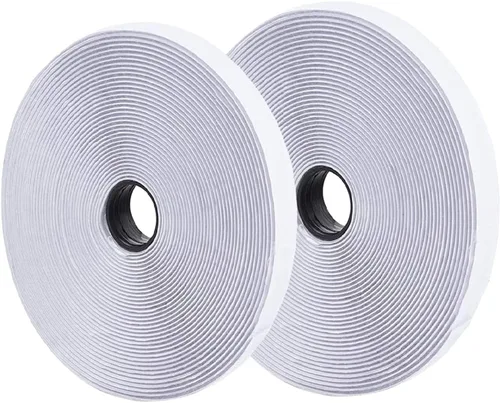 Cinta de velcro autoadhesiva blanca de 0.75 pulgadas x 82 pies - Cinta de sujeción con respaldo adhesivo para papelería y uso doméstico