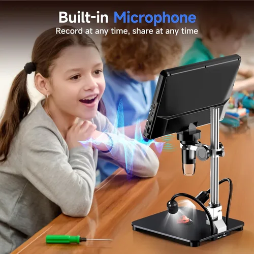 Miniatura 3 de Hayve DM12 Microscopio digital HDMI de 10.1 pulgadas, microscopio de monedas 2000X con pantalla IPS, microscopios de soldadura de 20 MP