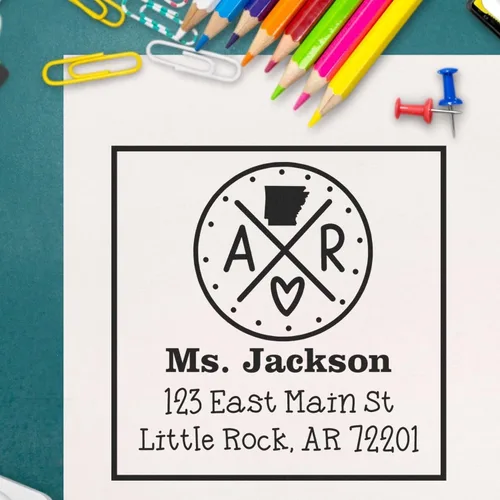 Miniatura 32 de Sello entintado moderno con nombre y dirección del estado de Alabama – Sello de dirección de devolución personalizado para invitaciones de despedida